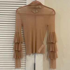 Forever 21 Tiered Bell-Sleeve Mesh Top in Nude
